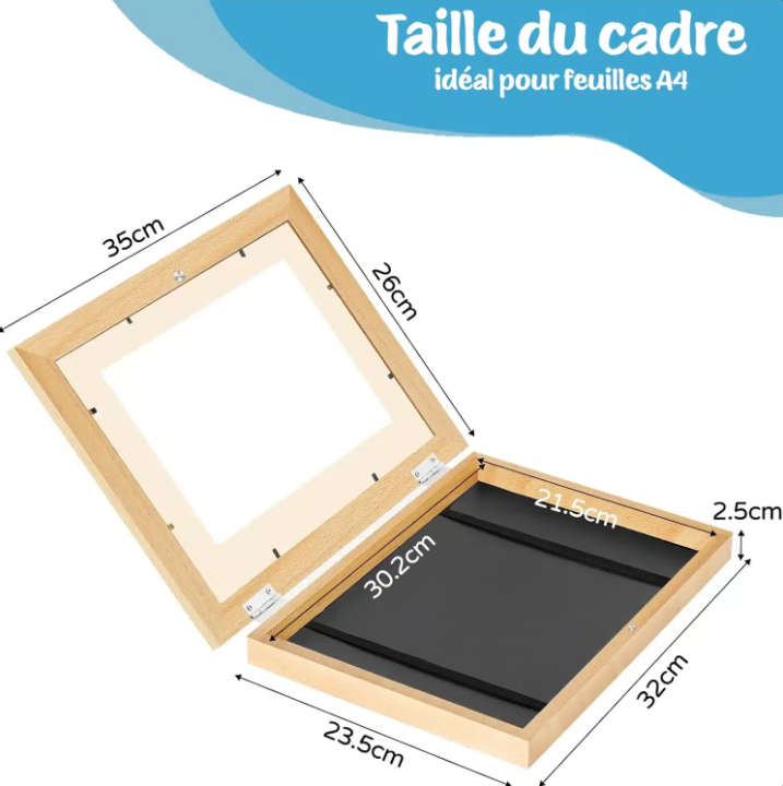 Cadre pour Dessins d'Enfants | Stockez et Exposez jusqu'à 150 Œuvres | Format A4