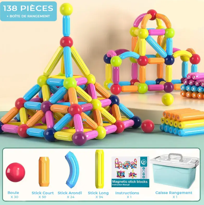 Jeu de Construction Magnétique STEM | Apprentissage et Créativité