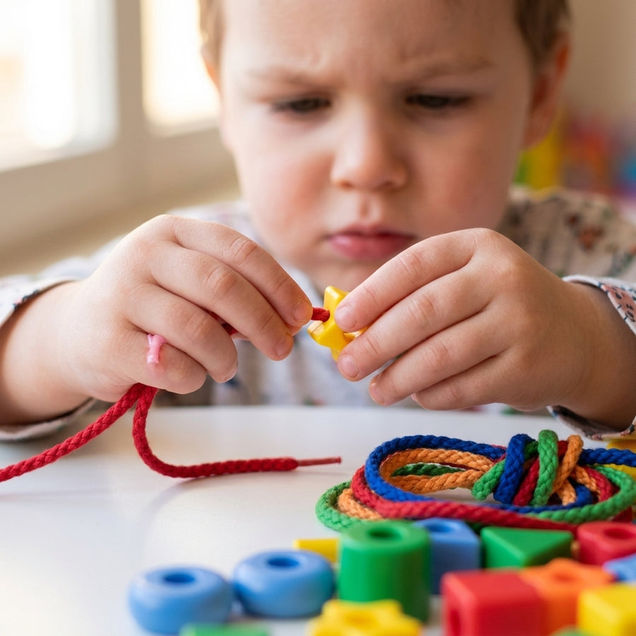 Perles à enfiler colorées pour enfant en plastique résistant
