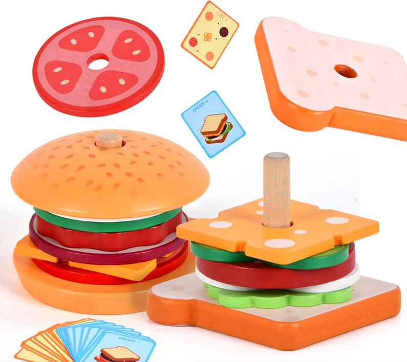 🍔 Jeu d'Empilage Hamburger Montessori – Stimulez la Créativité de Votre Enfant