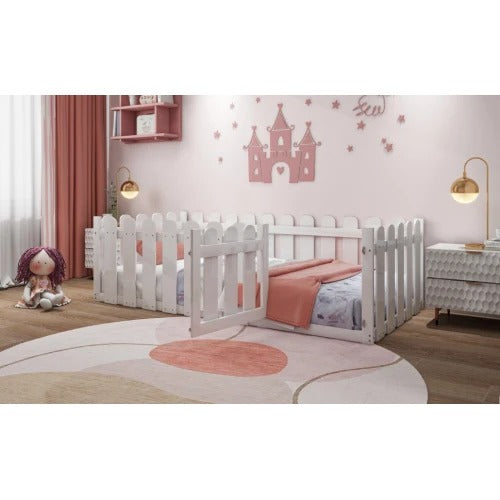 Lit Montessori au Sol Design Barrière – Sécurité & Autonomie dès le Plus Jeune Âge