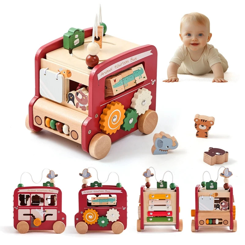 BusyBoard™ - Jouet Montessori 5-en-1 en Bois | Divers Designs et Activités