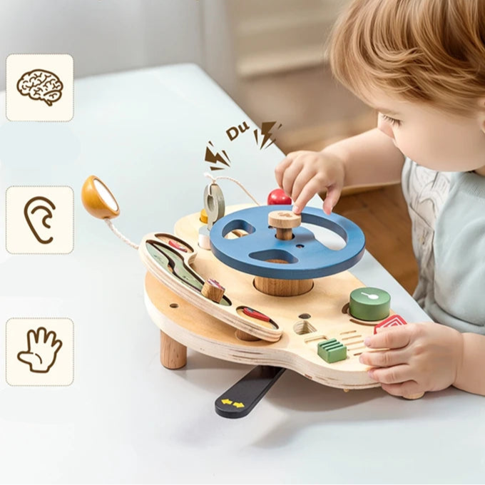 BusyBoard™ - Jouet Montessori 5-en-1 en Bois | Divers Designs et Activités