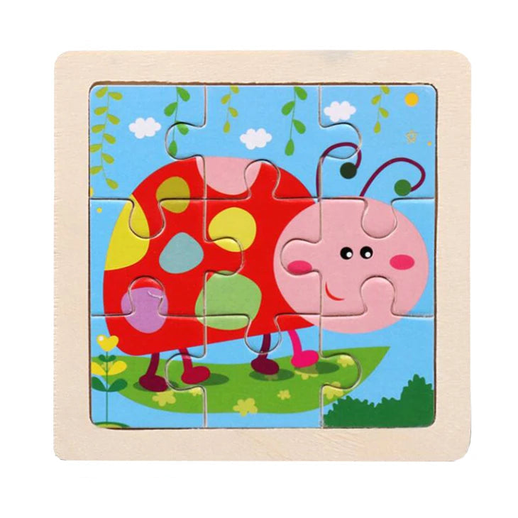 WoodLearner - Puzzle Éducatif en Bois | Motifs Animaux & Véhicules | Jeu Montessori Éducatif (3-6 ans)