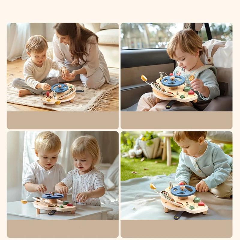 BusyBoard™ - Jouet Montessori 5-en-1 en Bois | Divers Designs et Activités