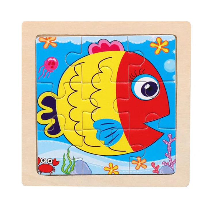 WoodLearner - Puzzle Éducatif en Bois | Motifs Animaux & Véhicules | Jeu Montessori Éducatif (3-6 ans)