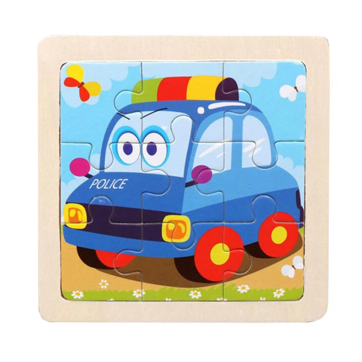 WoodLearner - Puzzle Éducatif en Bois | Motifs Animaux & Véhicules | Jeu Montessori Éducatif (3-6 ans)