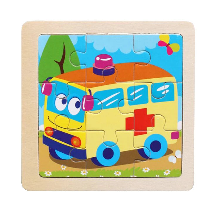 WoodLearner - Puzzle Éducatif en Bois | Motifs Animaux & Véhicules | Jeu Montessori Éducatif (3-6 ans)