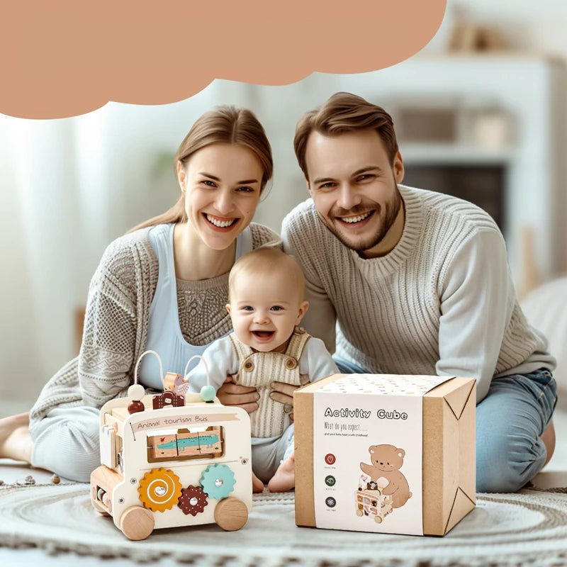 BusyBoard™ - Jouet Montessori 5-en-1 en Bois | Divers Designs et Activités