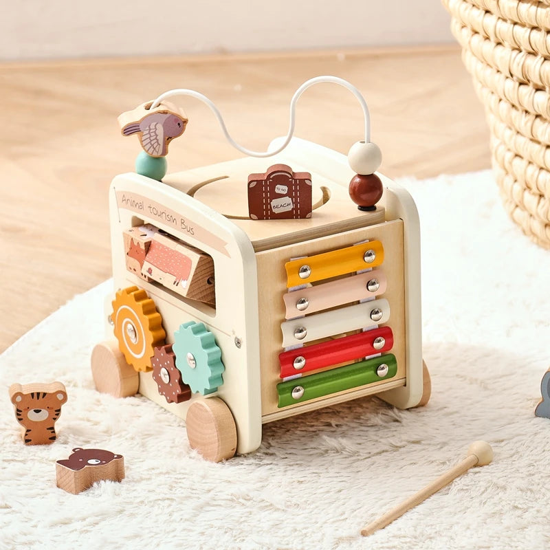 BusyBoard™ - Jouet Montessori 5-en-1 en Bois | Divers Designs et Activités