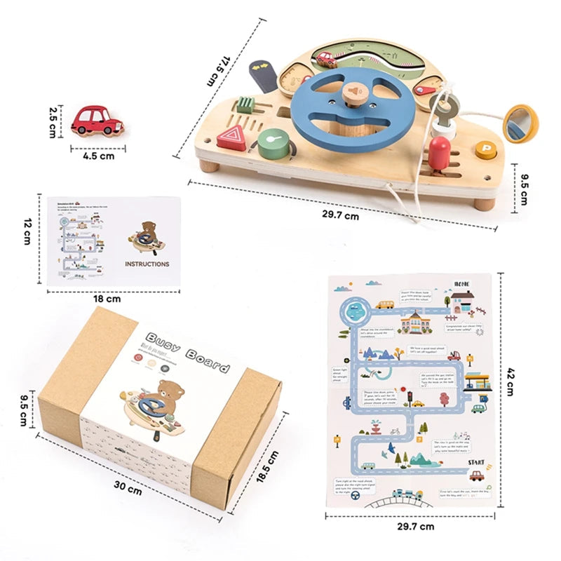 BusyBoard™ - Jouet Montessori 5-en-1 en Bois | Divers Designs et Activités