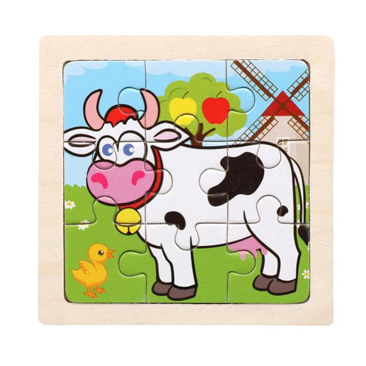 WoodLearner - Puzzle Éducatif en Bois | Motifs Animaux & Véhicules | Jeu Montessori Éducatif (3-6 ans)