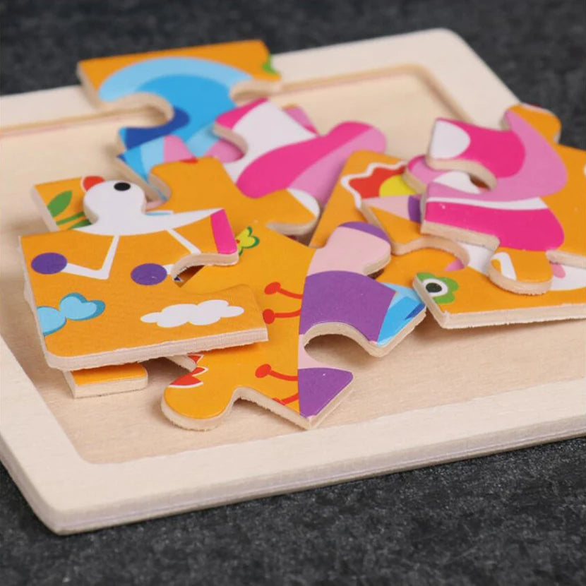 WoodLearner - Puzzle Éducatif en Bois | Motifs Animaux & Véhicules | Jeu Montessori Éducatif (3-6 ans)