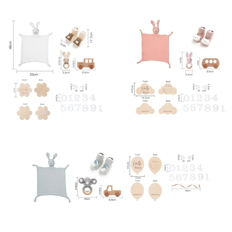 Coffret Naissance Bébé avec Doudous Crochetés et Cartes Étapes