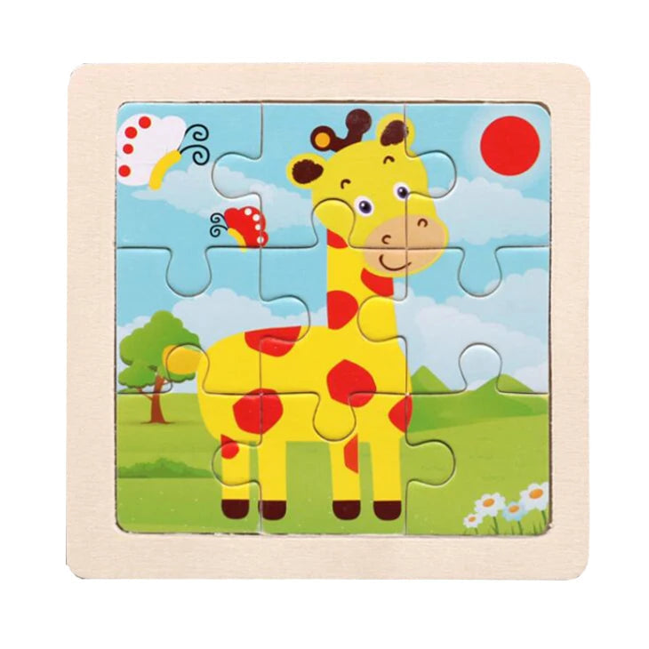 WoodLearner - Puzzle Éducatif en Bois | Motifs Animaux & Véhicules | Jeu Montessori Éducatif (3-6 ans)