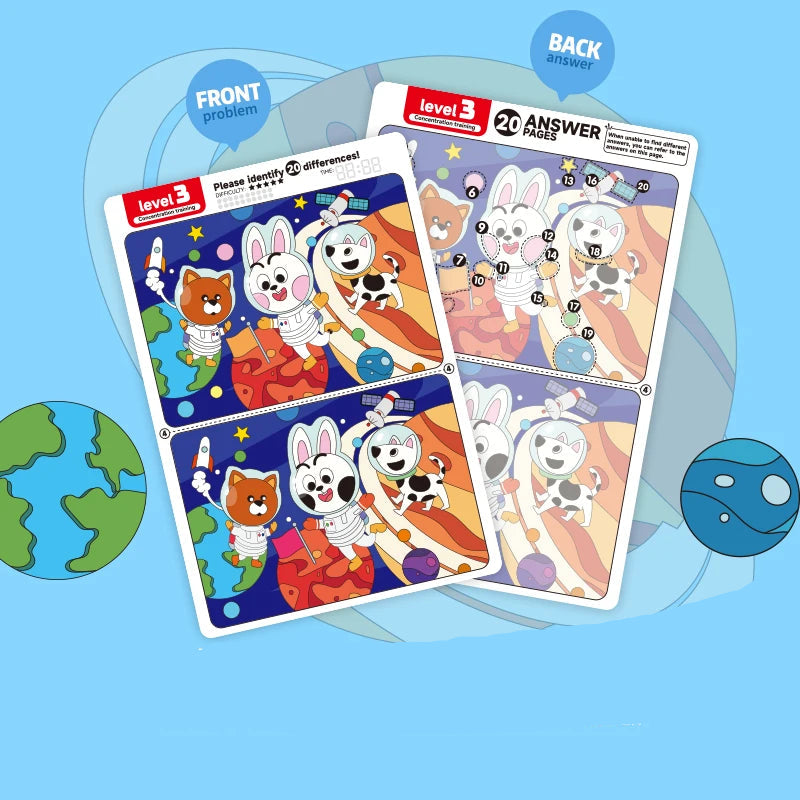 Jeu des Différences Enfant Réutilisable avec Feutre Effaçable