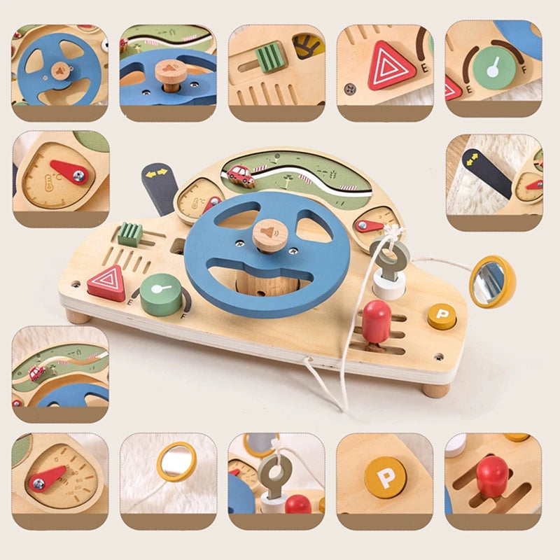 BusyBoard™ - Jouet Montessori 5-en-1 en Bois | Divers Designs et Activités