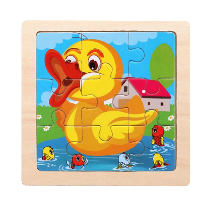 WoodLearner - Puzzle Éducatif en Bois | Motifs Animaux & Véhicules | Jeu Montessori Éducatif (3-6 ans)