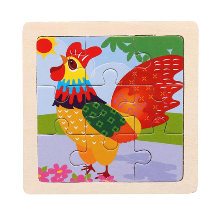 WoodLearner - Puzzle Éducatif en Bois | Motifs Animaux & Véhicules | Jeu Montessori Éducatif (3-6 ans)