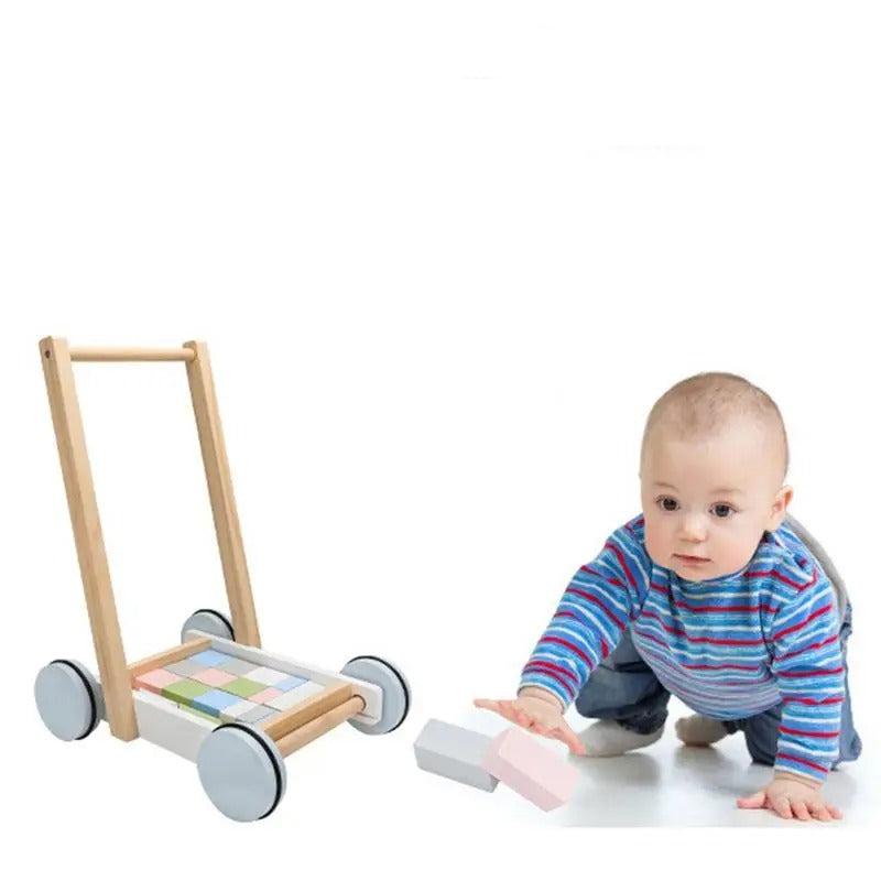 Trotteur d'apprentissage en bois pour bébé - Marcheur d'activité multifonction, jouet éducatif 2 en 1