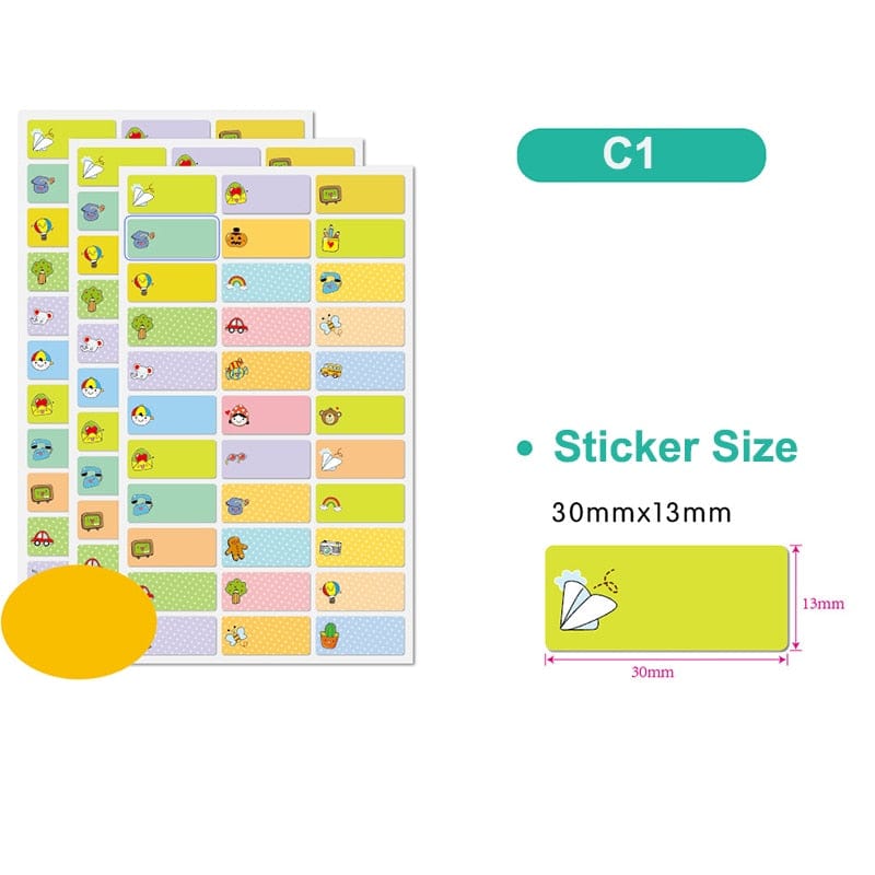 Autocollants Prénom Montessori : Ensemble de 120 autocollants imperméables | Montessori Fond coloré Montessori