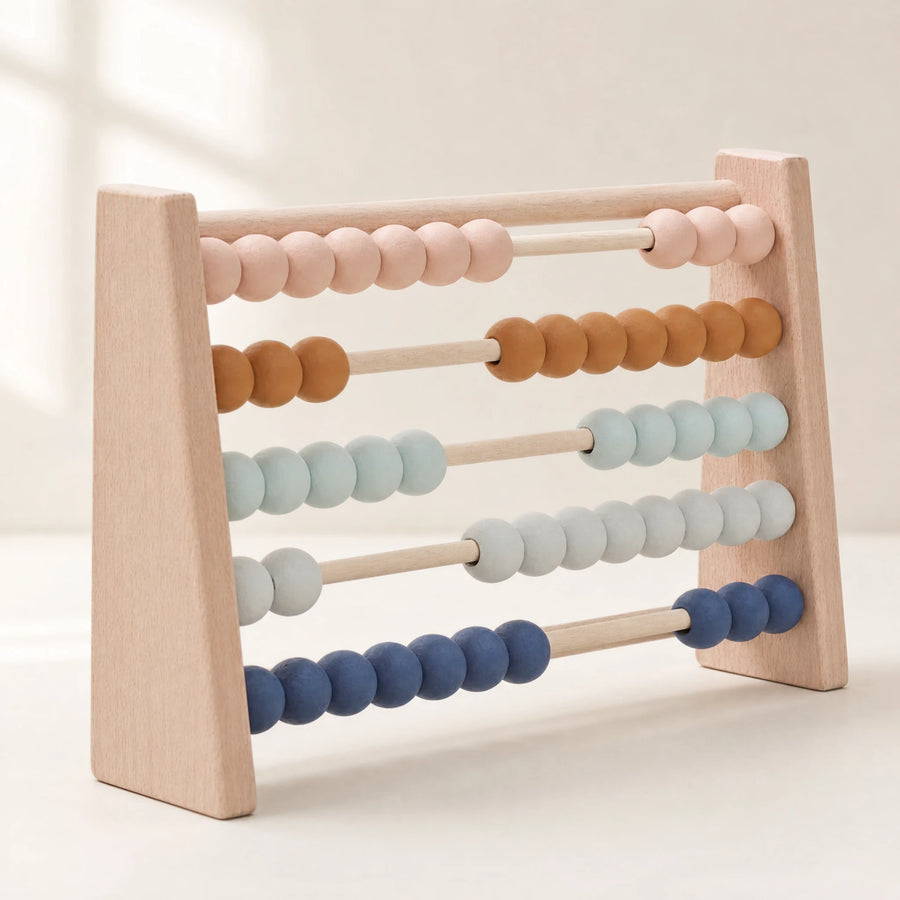 Boulier Coloré Montessori en Bois – Jouet Éducatif Mathématique pour Enfants - Fond blanc, autre angle