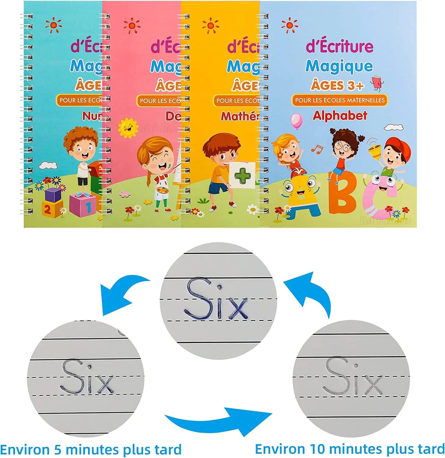 Cahier Magique Montessori pour Apprendre l'Alphabet, les Nombres et le Dessin