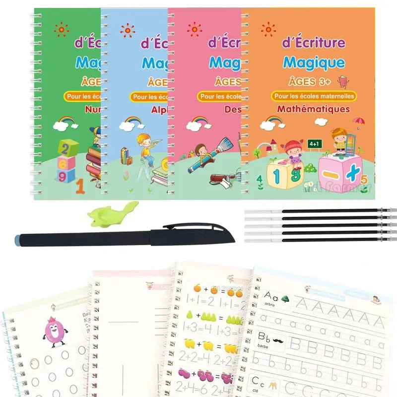 Cahier Magique Montessori pour Apprendre l'Alphabet, les Nombres et le Dessin