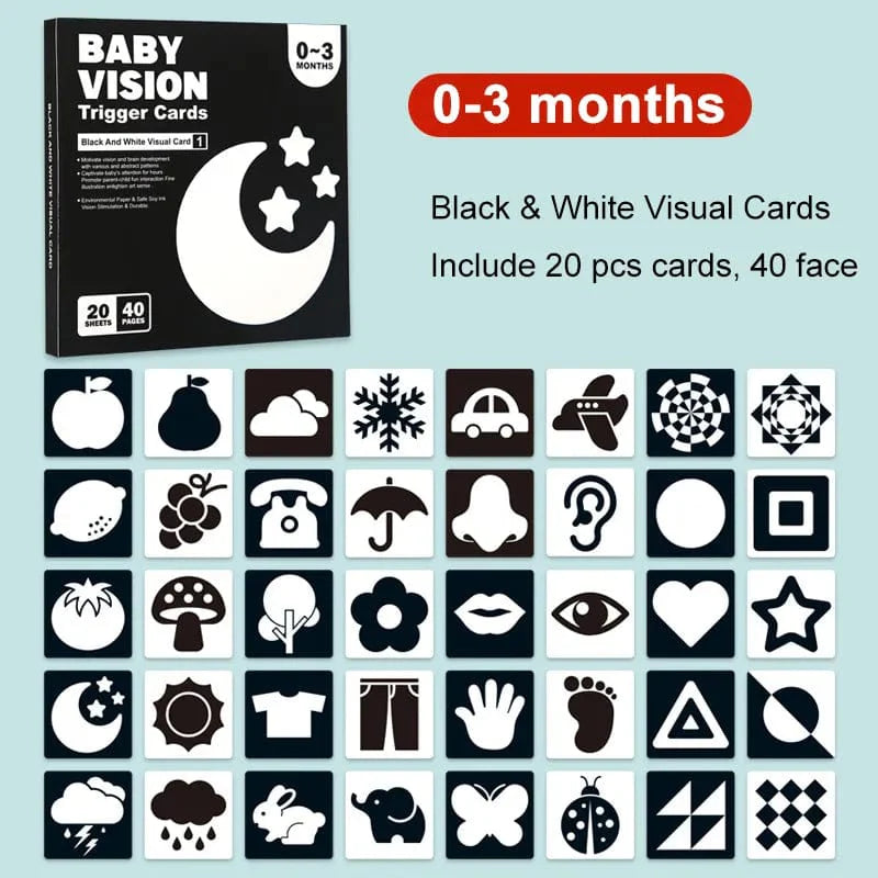 Cartes de stimulation visuelle pour bébé Montessori | Montezzori 0-3 mois Montezzori