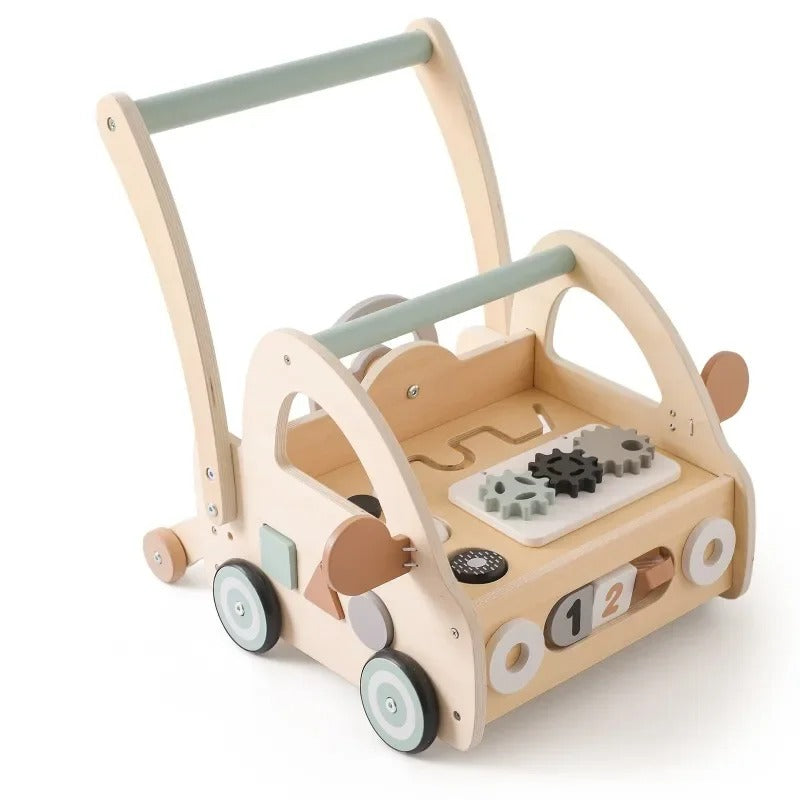 Chariot de marche bois multifonction avec établi jouet