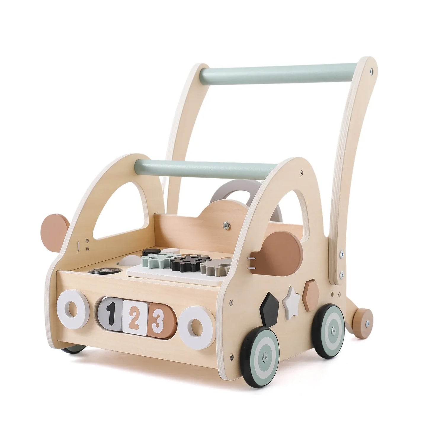 Chariot de marche multifonctionnel - Jouet en bois d'apprentissage de la marche pour bébé