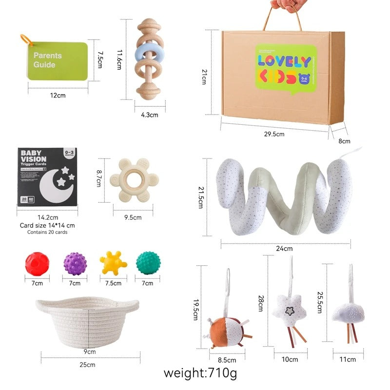 Coffret Montessori Bébé 0-6 Mois avec Jouets Sensoriels