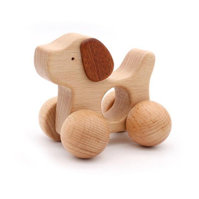 Hochet en Bois à Roulette Montessori - Éveil Sensoriel affirmé | Montessori Chien Montessori