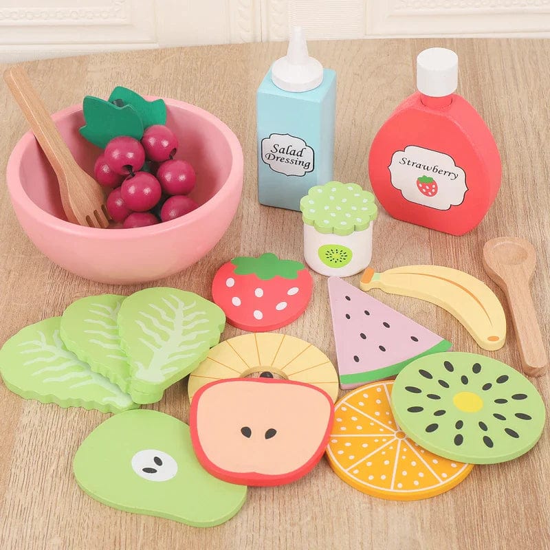 Jeu de cuisine en bois Montessori - Salade de fruits et crudités | Montessori Montessori
