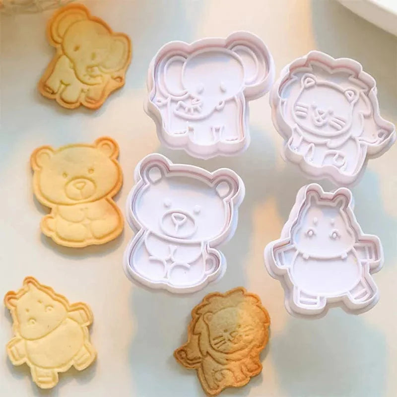 Kit de 4 emporte-pièces pour biscuits animaux Montessori | Montessori B. éléphant ours hippopotame et lion Montessori