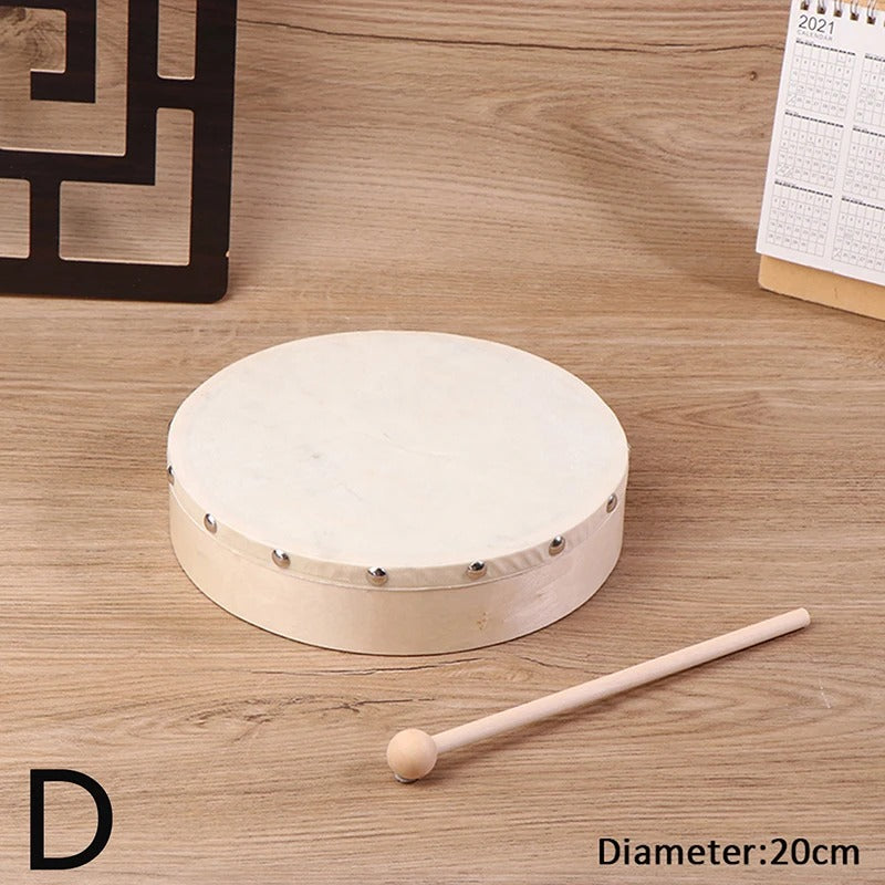 Tambour en bois enfant avec baguette - 10 ou 15 cm