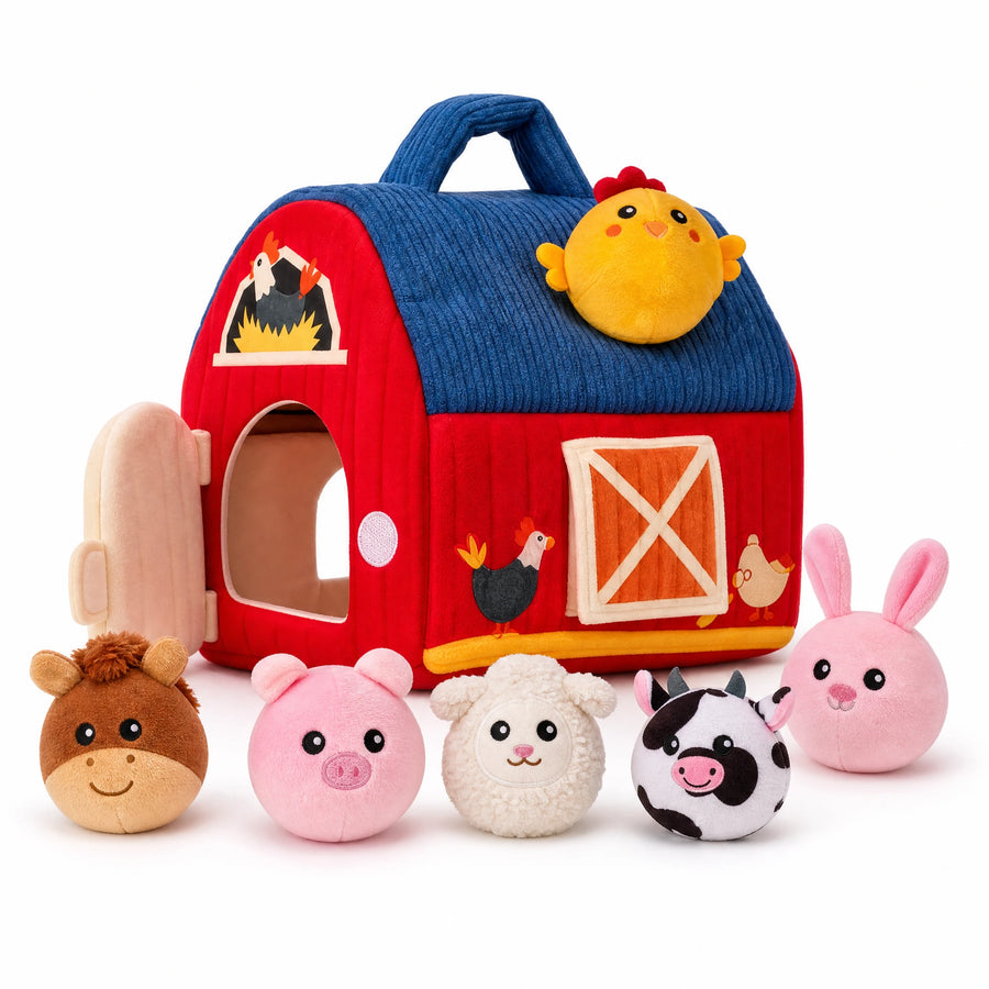 Maison Sensorielle Montessori – Jouet Ferme Animaux pour Bébé - Fond blanc
