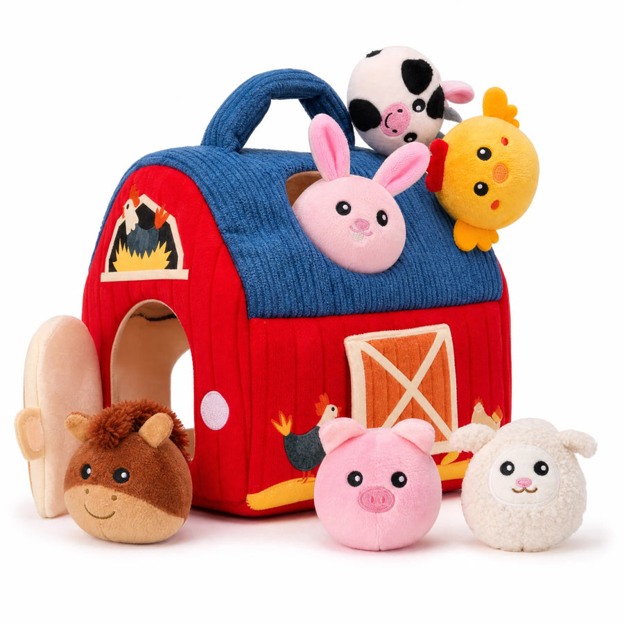 Maison Sensorielle Montessori – Jouet Ferme Animaux pour Bébé - Fond blanc, autre angle