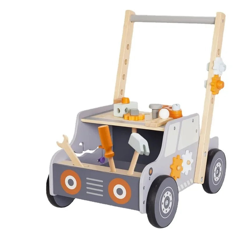 Chariot de marche multifonctionnel - Jouet en bois d'apprentissage de la marche pour bébé