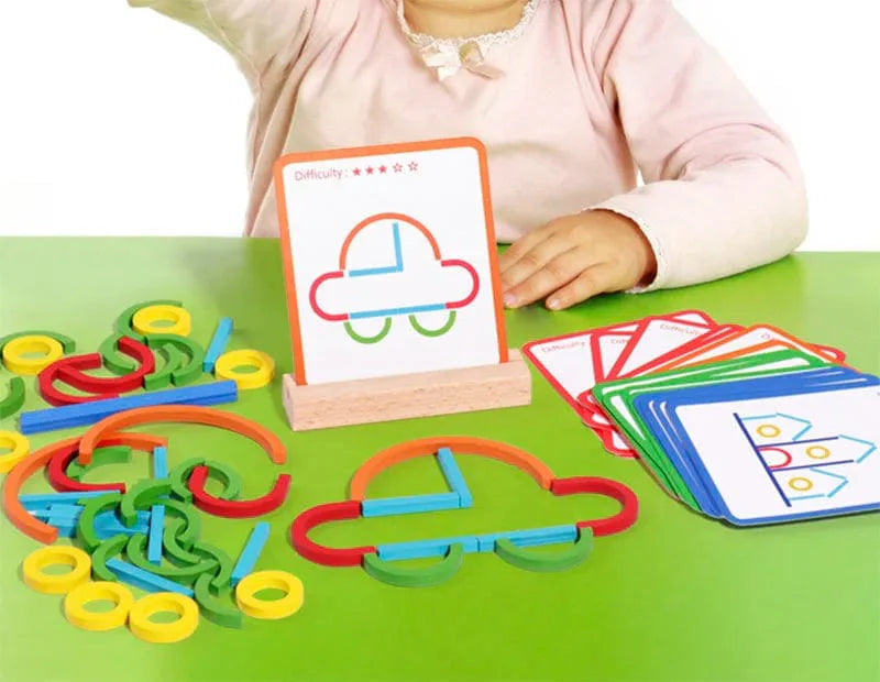 Puzzle en bois arc-en-ciel - cadeau pour stimuler l'imagination selon la méthode Montessori | Montessori Rainbow block puzzle Montessori