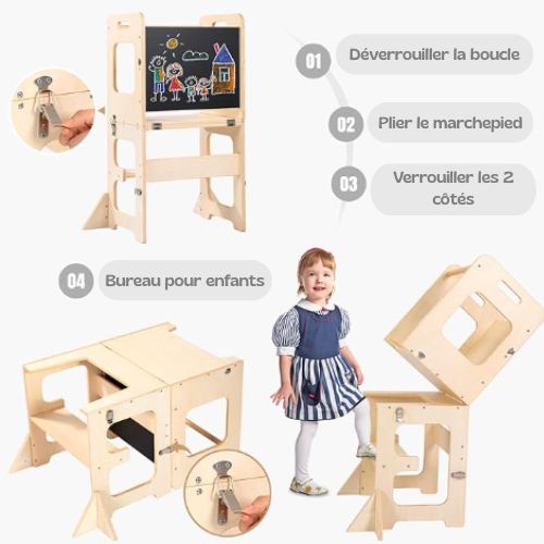 Tour d'observation : Table et chaise Montessori 2-en-1
