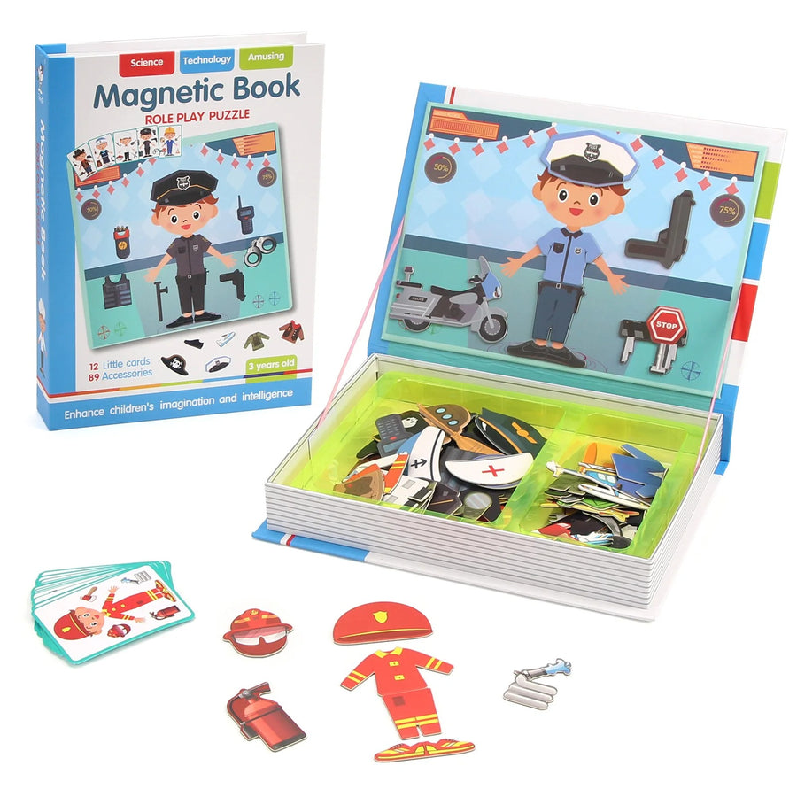 Puzzle Magnétique Métiers avec 12 Personnages et 89 Accessoires