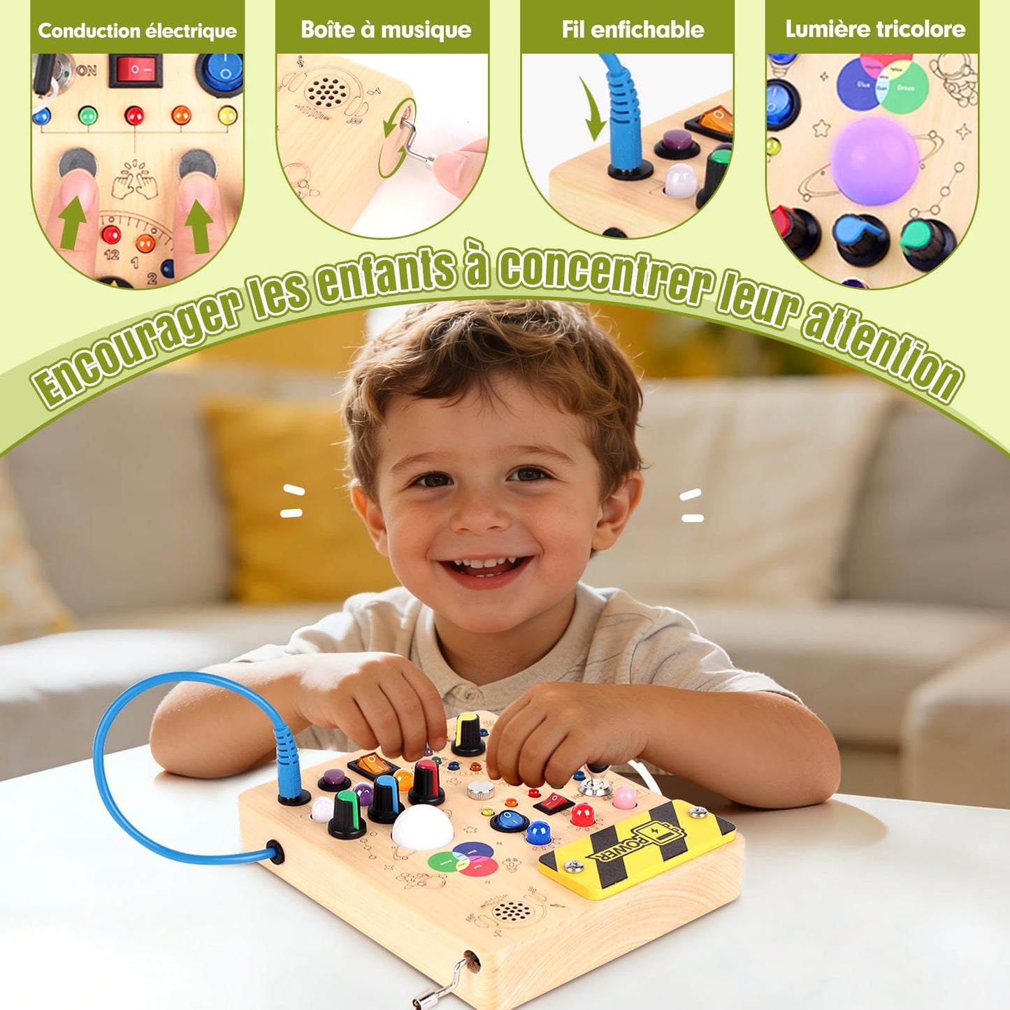 Tableau d'activités interactif Montessori avec LED