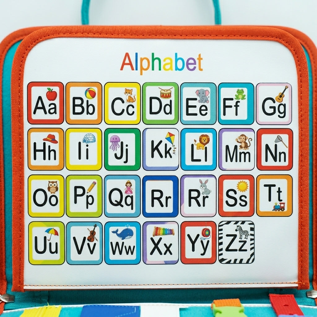 🎒 Busy Board Éducatif 7-en-1 – Jouet Sensoriel pour Tout-Petits