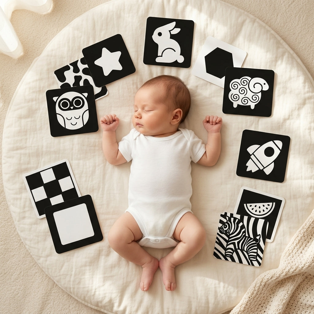 Cartes de stimulation visuelle pour bébé Montessori