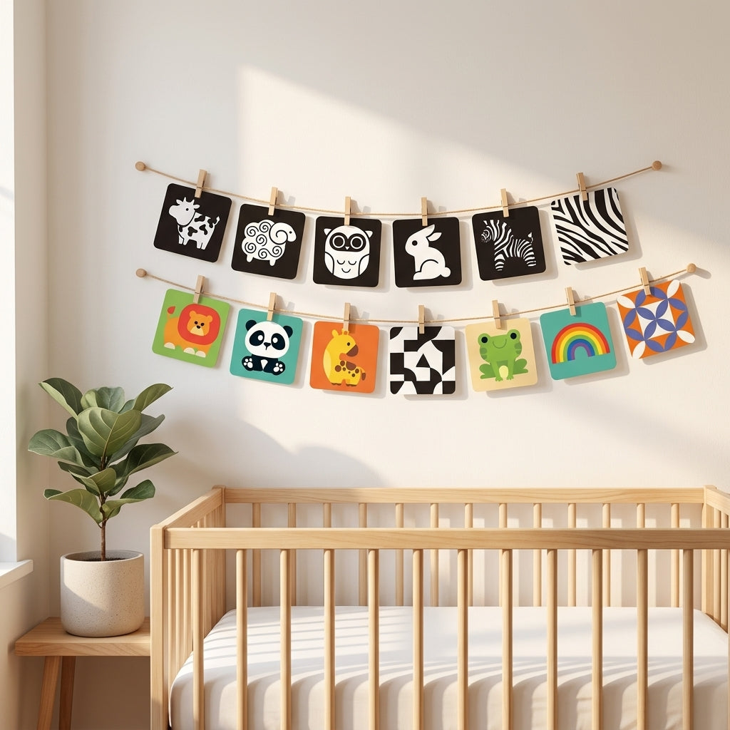 Cartes de stimulation visuelle pour bébé Montessori