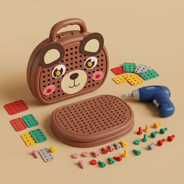 Jeu de Vissage Créatif avec Perceuse et Plaques Mosaïque