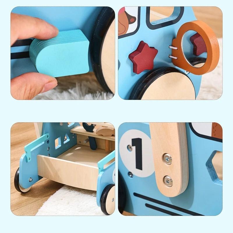 Chariot de marche multifonctionnel -  Jouet en bois d'apprentissage de la marche pour bébé