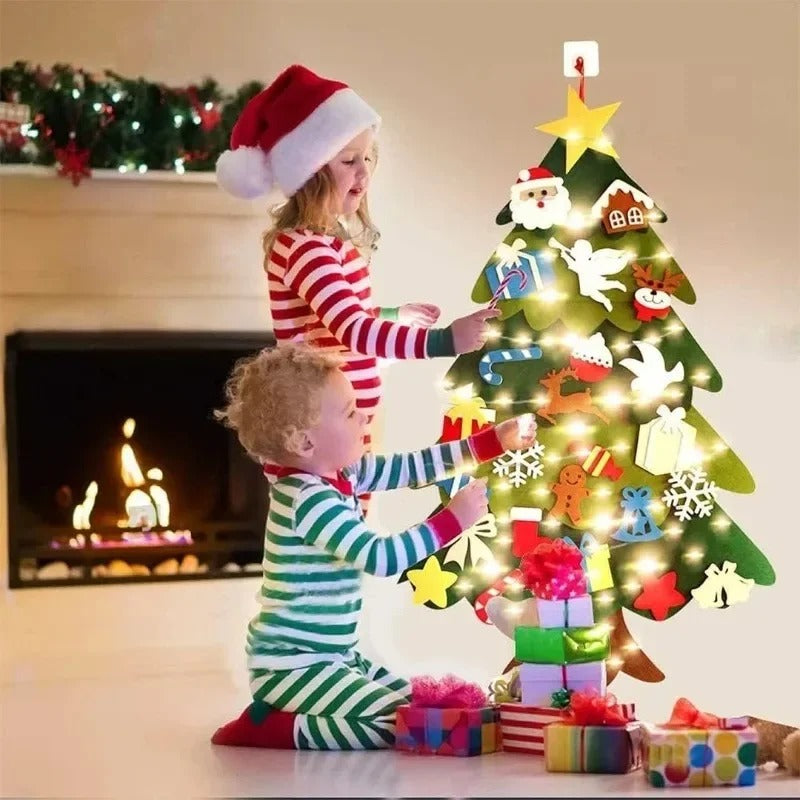 Sapin de Noël en Feutrine pour Enfants - 32 Pièces de Décoration + Guirlande