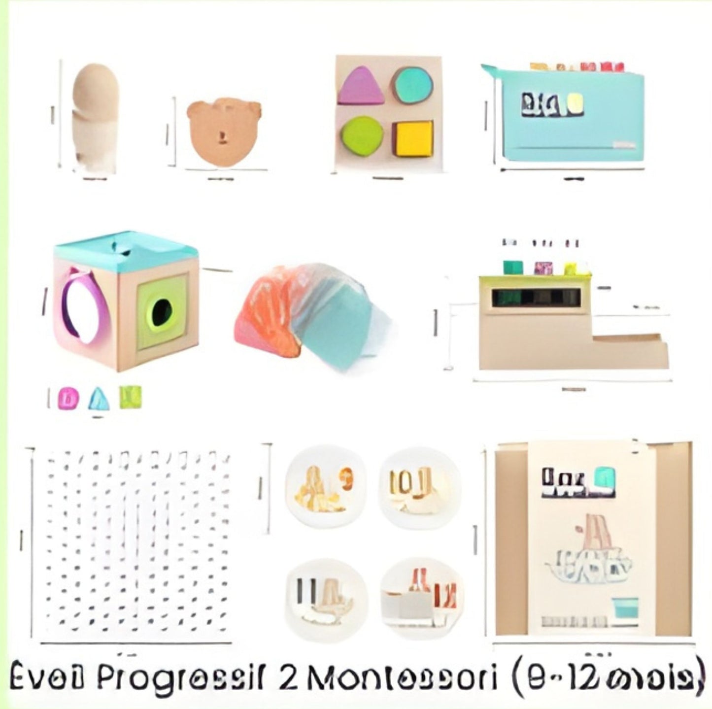 Les 5 Coffrets Montessori Bébé 0-18 Mois – Cadeau de Naissance ou Anniversaire